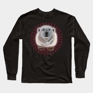 Polar Bear on circular pinky red bear pattern Long Sleeve T-Shirt